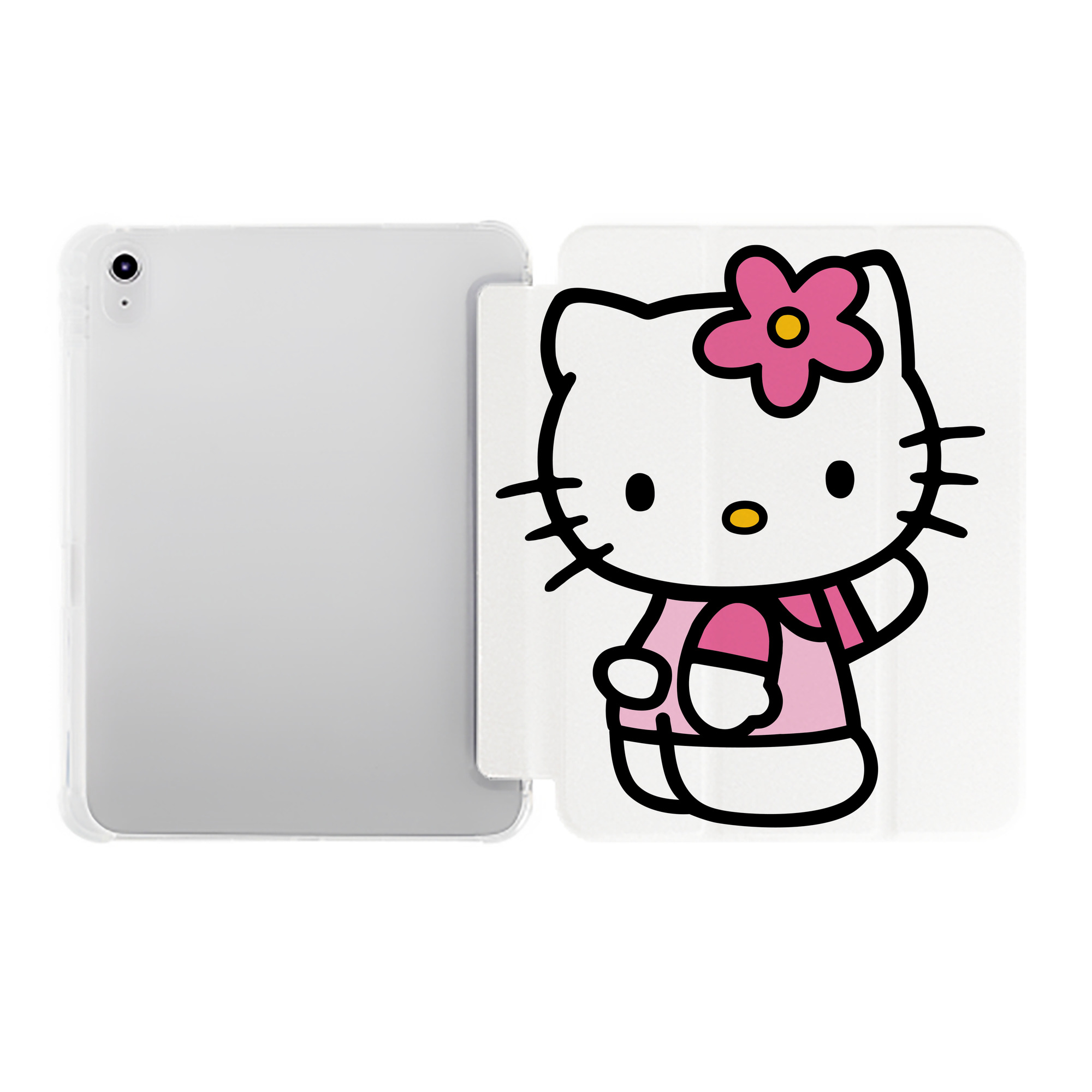 （画像用） Hello Kitty ハローキティ IPad ケース ペン収納付き 三つ折りスタンド PUレザー×シリコン 対応機種9.5/10.5/10.9インチ